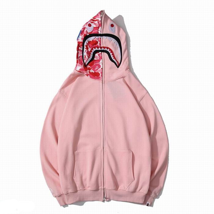 Bape Shark Zipper Pink Color Hoodie