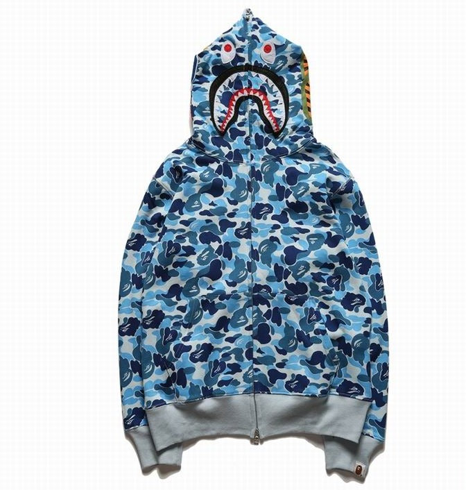 Bape Shark Zipper Hoodie Blue Camo