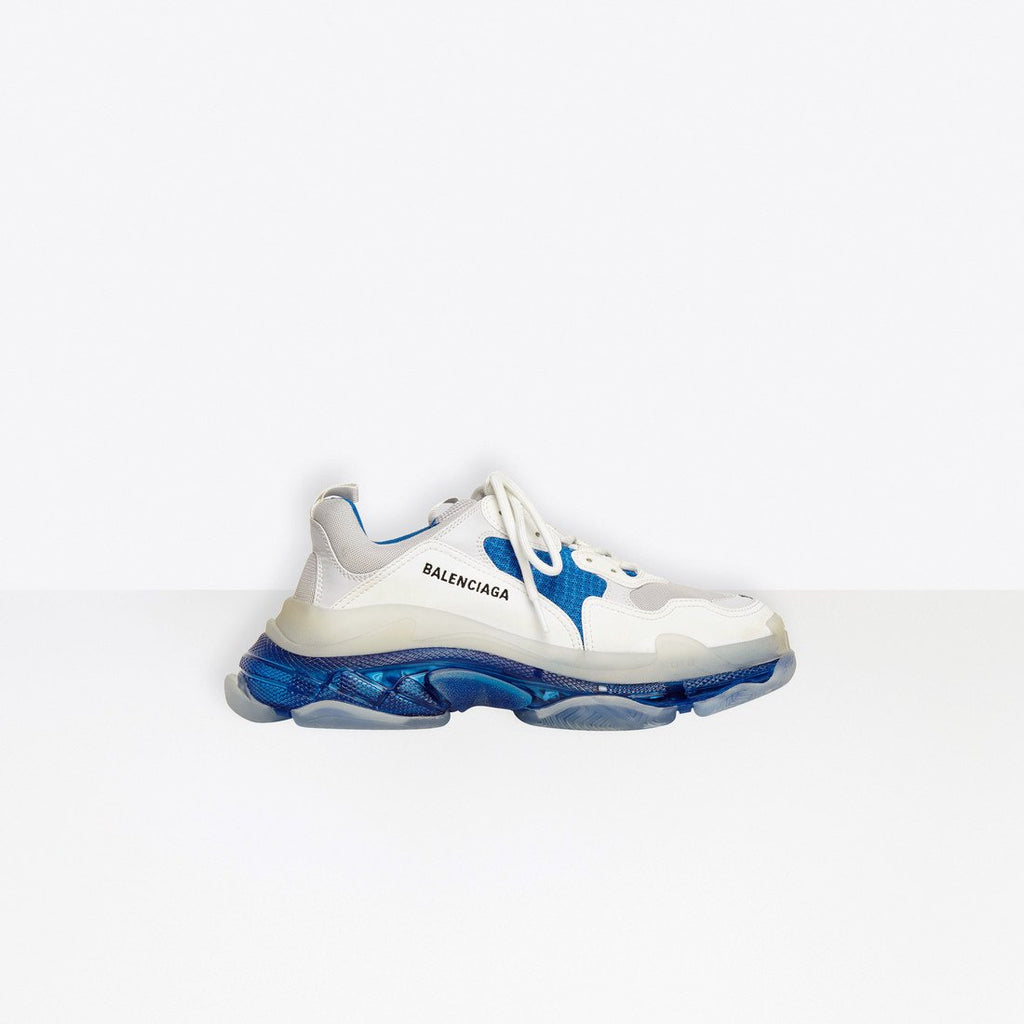 BALENCIAGA Triple S Clear Sole Sneaker White And Blue (W)