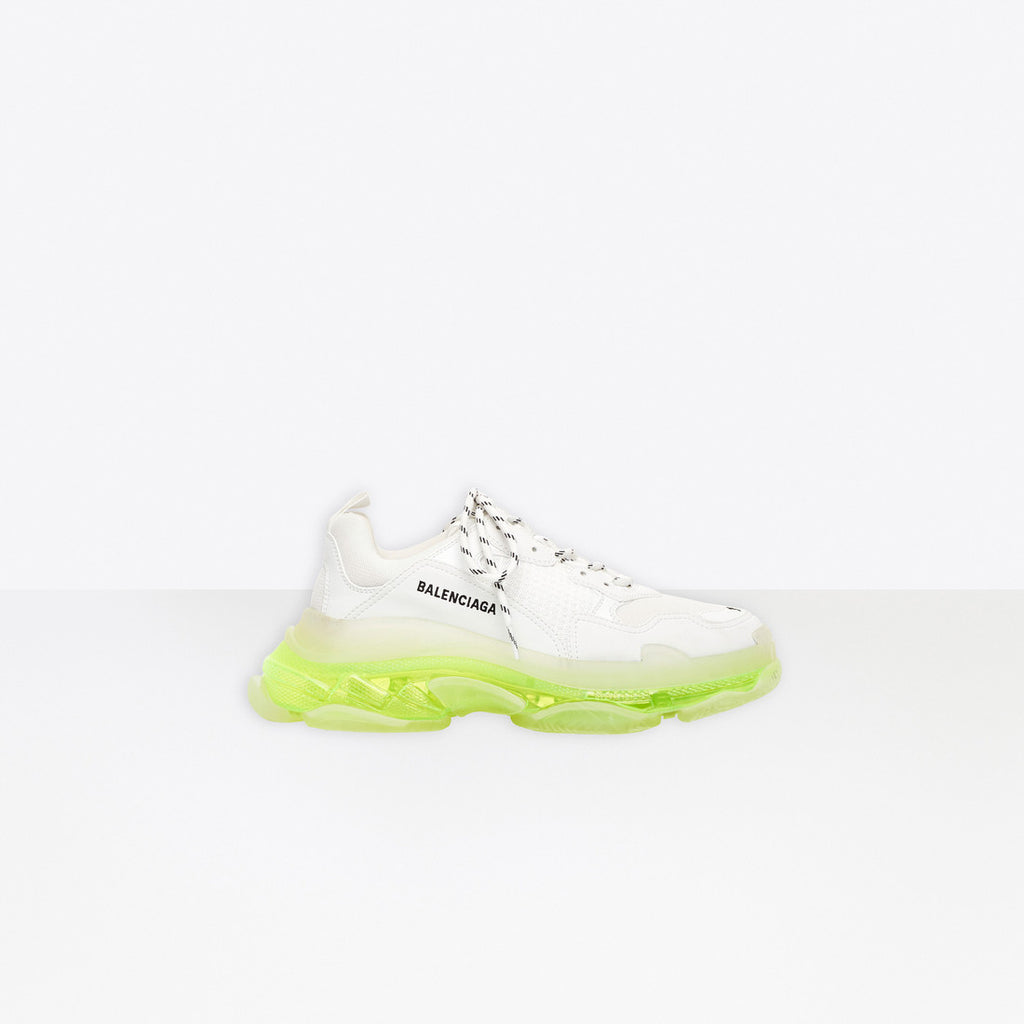 Balenciaga Triple S Clear Sole-White And Neon Yellow