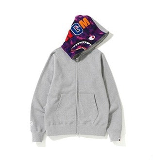 Bape Shark Zipper Gray Color Hoodie