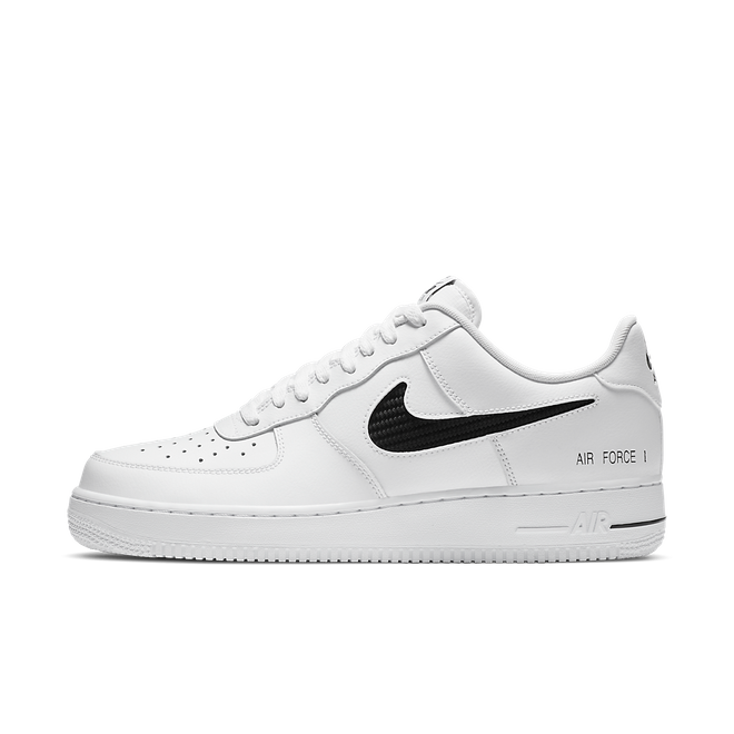 Nike Air Force 1 Low Cut Out Swoosh White Black