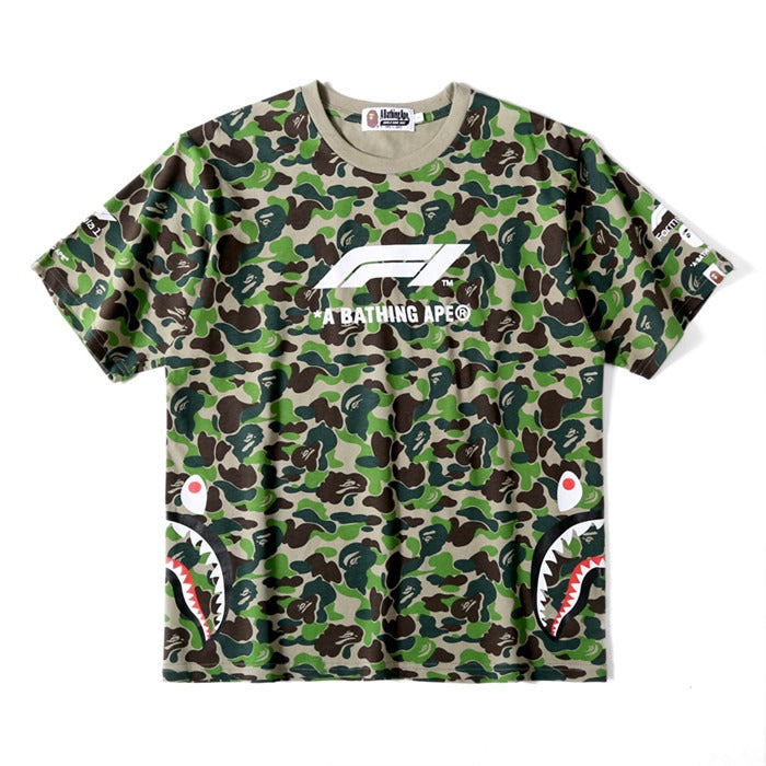 Bape Shark Green Camo Tee