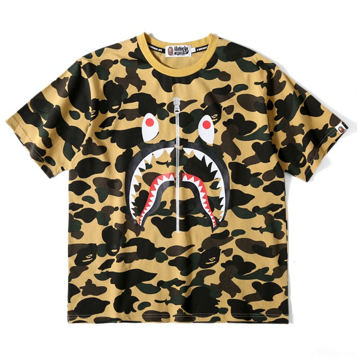 Bape Shark Yellow Camo Tee