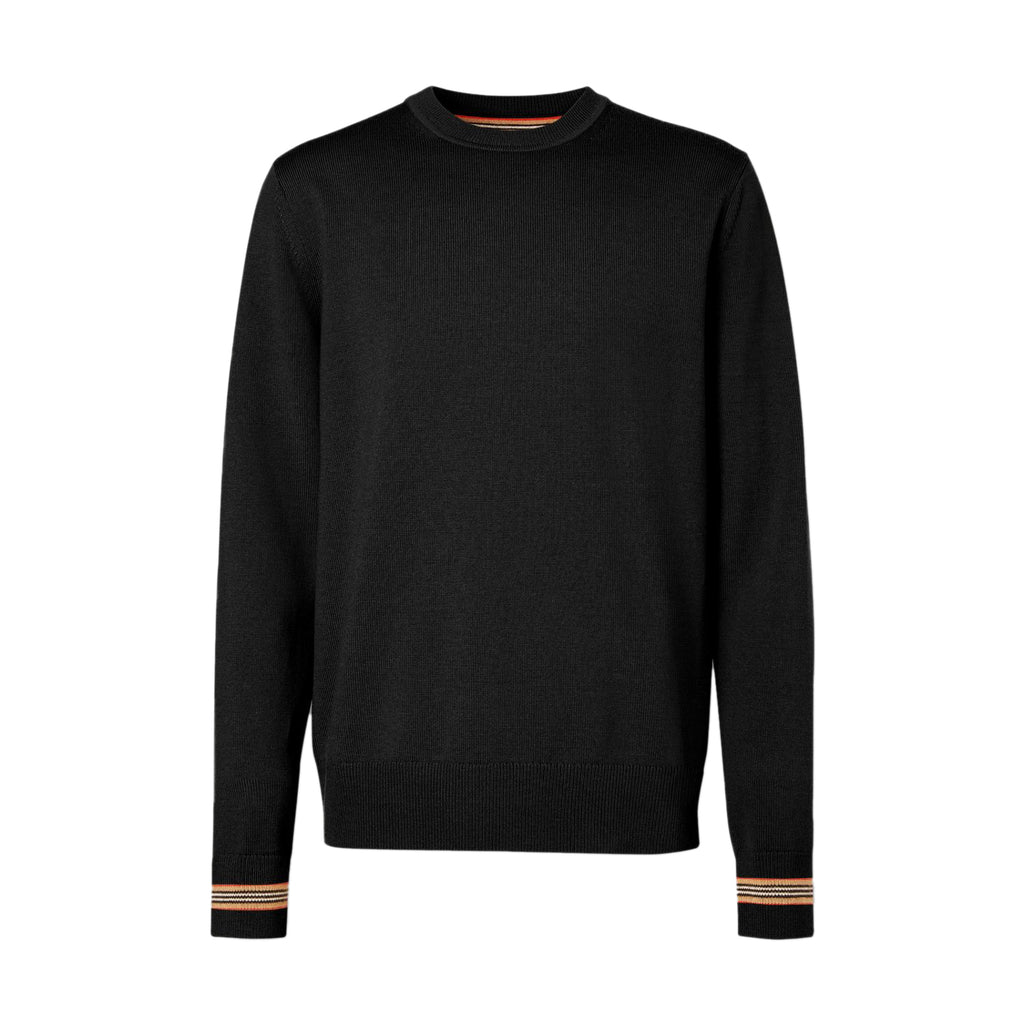 Burberry Icon Stripe Trim Wool Sweater