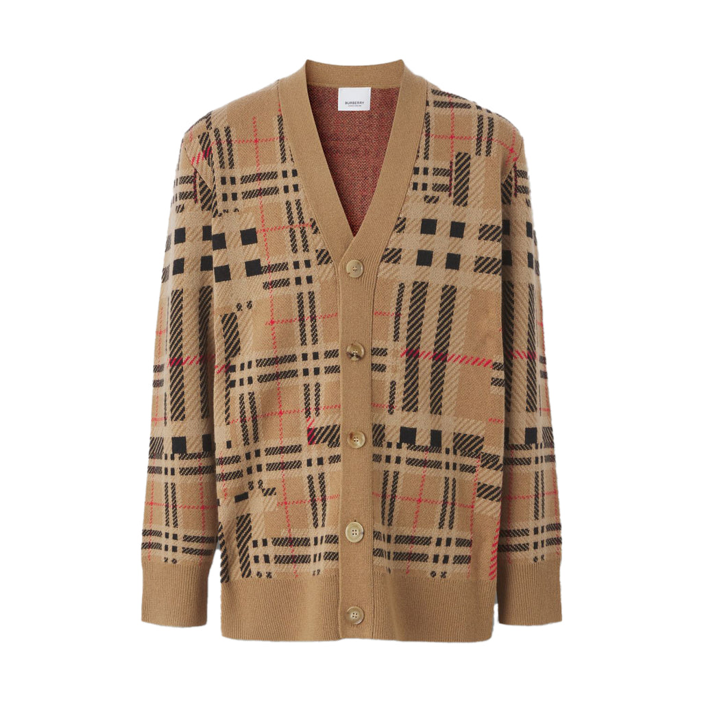 Burberry Check Cashmere Jacquard Cardigan