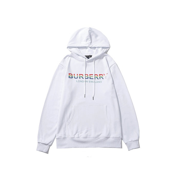 Burberry Multi Color Logo Print Hoodie White