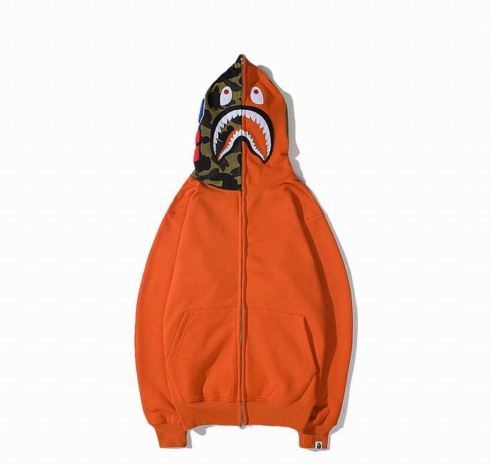 Bape Shark Zipper Orange Color Hoodie