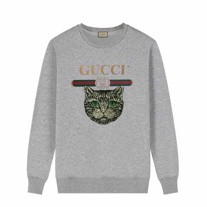 Gucci Cat Logo Print Sweatshirt Heather Gray
