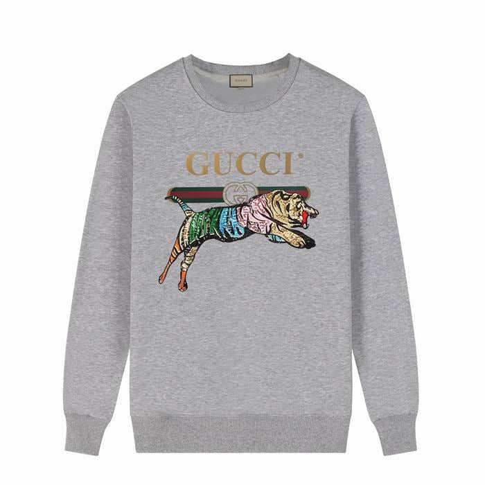 Gucci Tiger Logo Print Sweatshirt Heather Gray