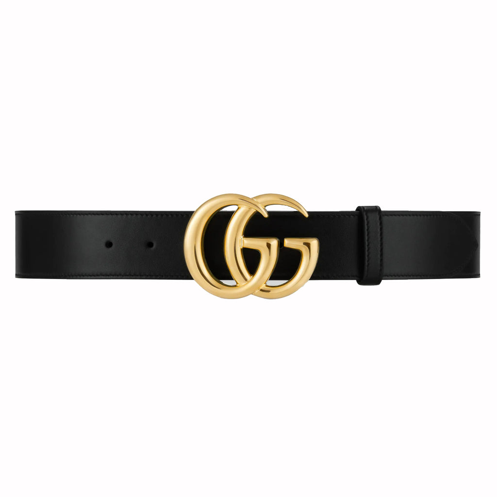 Gucci GG Marmont leather belt with shiny buckle