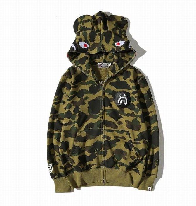 Bape Shark Zipper Hoodie Green Camo