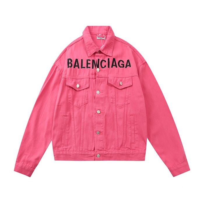 Balenciaga Chest Logo Denim Jacket Pink