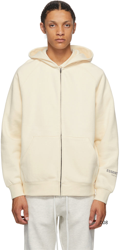 Fear Of God Essentıals Back Logo Zipper Hoodie Natural
