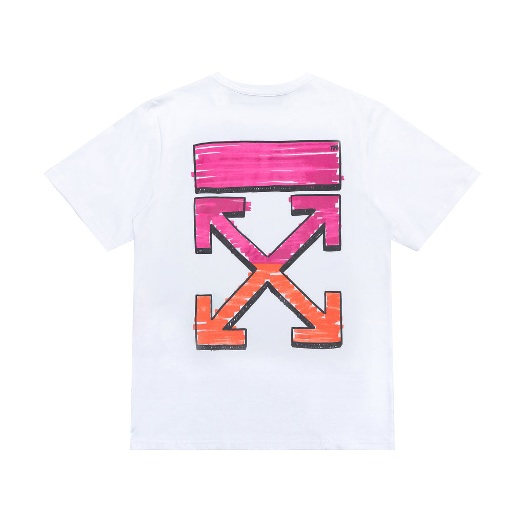 OFF-WHITE Marker Tee White Fuschia
