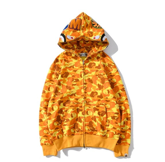Bape Shark Zipper Hoodie Yellow Camo