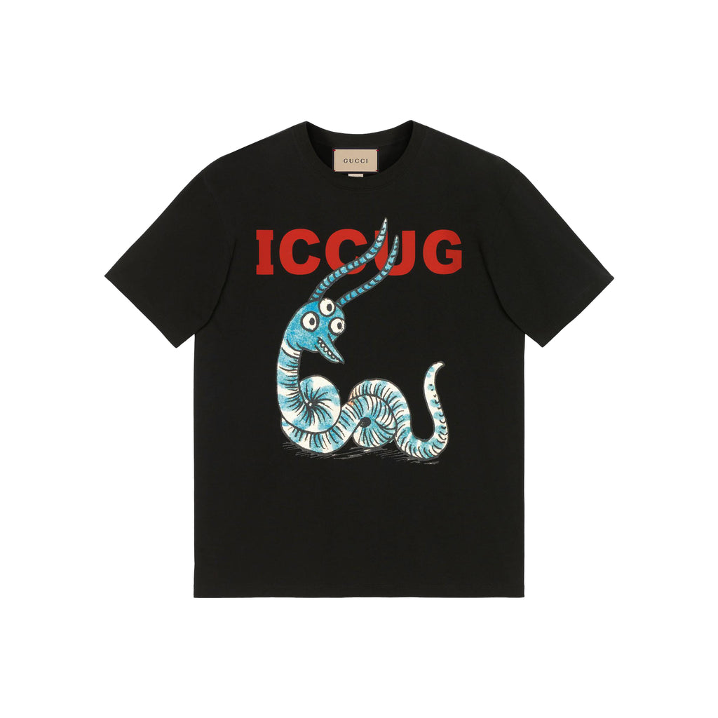 Gucci T-shirt with ICCUG animal print by Freya Hartas
