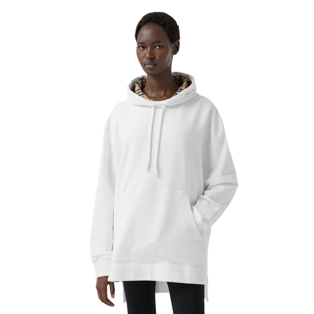 Burberry Stepped Hem Cotton Oversized Hoodie
