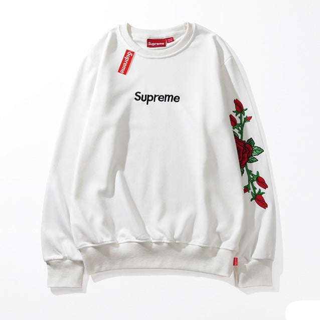Supreme Crewneck  Roses White