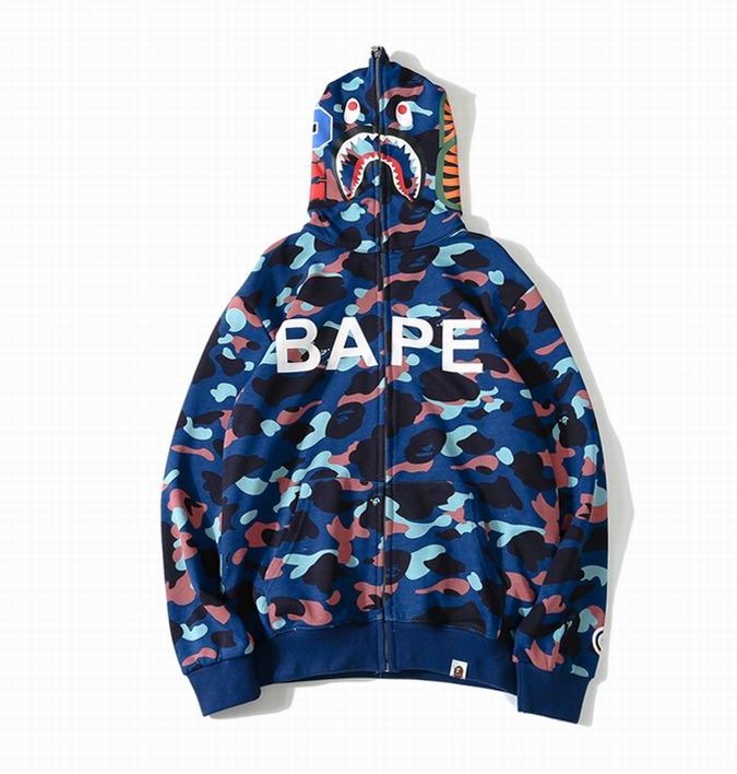 Bape Shark Zipper Hoodie Blue Camo