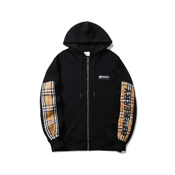 Burberry  Monogrom Logo Print Zipper Hoodie Black
