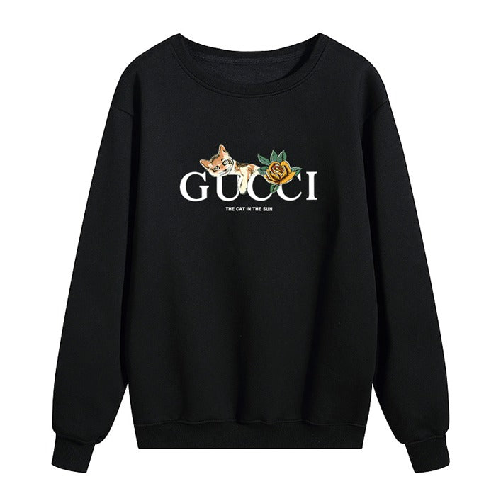 Gucci Cat Logo Print Sweatshirt Black