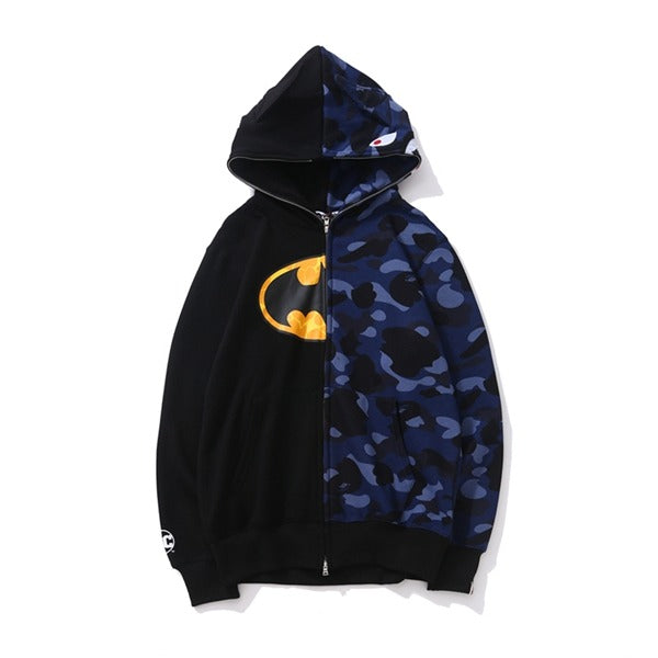 Bape Shark Zipper Batman Blue Camo Hoodie