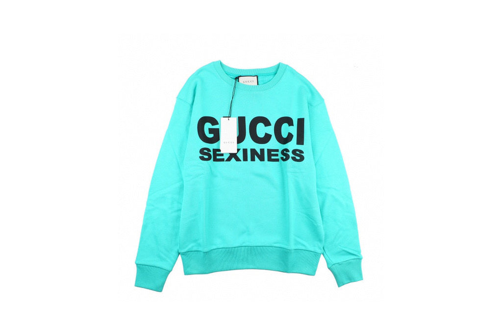 Gucci Sexiness Print Logo Sweatshirt turquoise