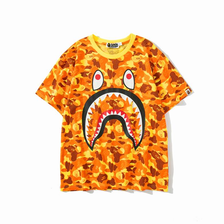 Bape Shark Logo Print Tee Yellow