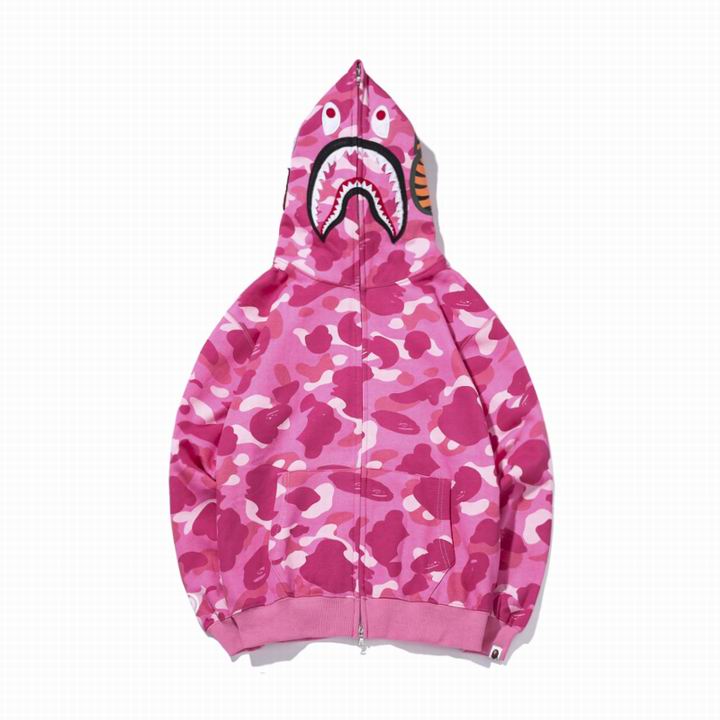 Bape Shark Zipper Hoodie Pink Camo