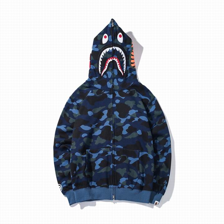 Bape Shark Zipper Hoodie Blue Camo