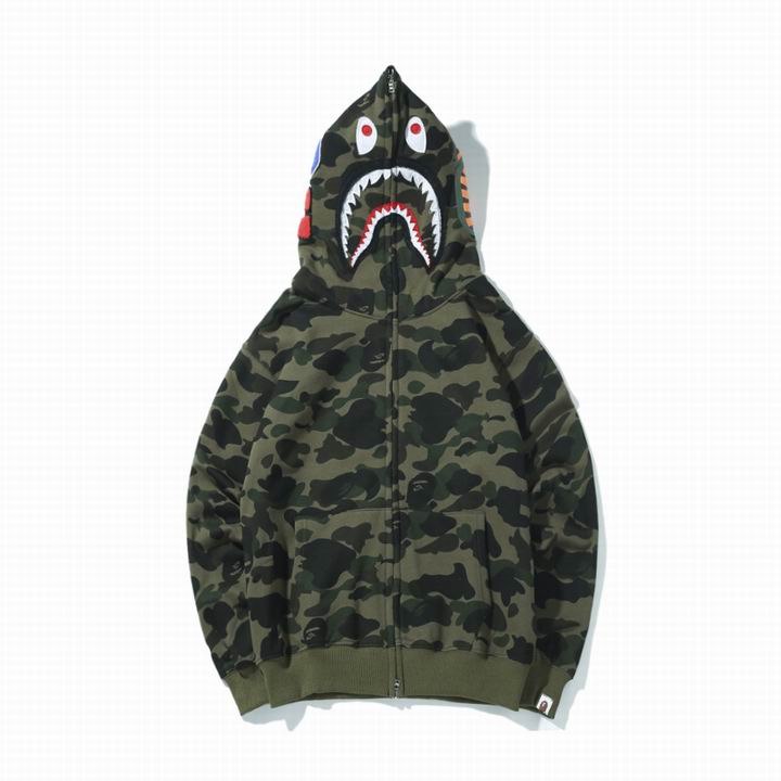 Bape Shark Zipper Hoodie Green Camo