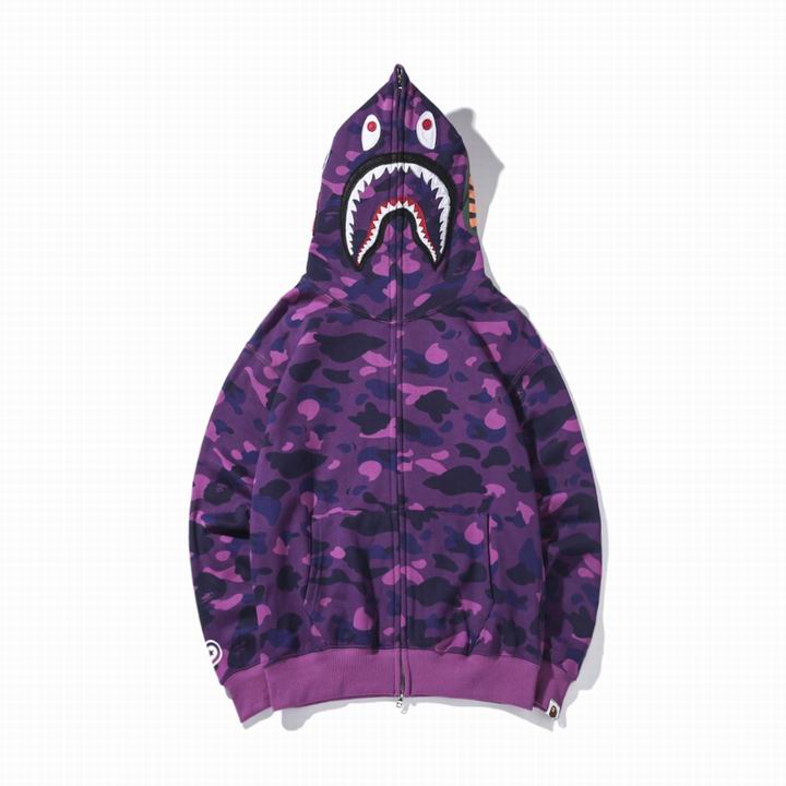 Bape Shark Zipper Hoodie Purple Camo