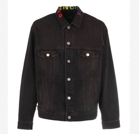 Balenciaga Collar Logo Denim Jacket  Black/Colorful