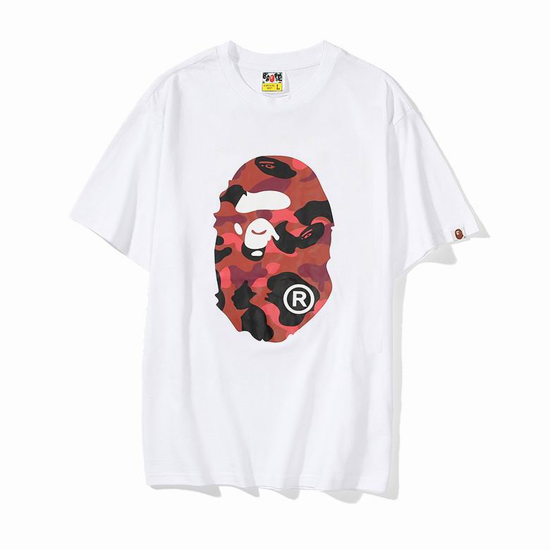 Bape Red Front/Back Camo Logo Print Tee White