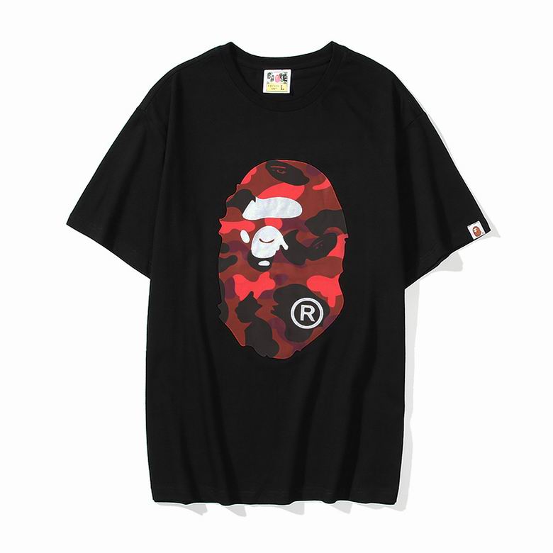 Bape Red Front/Back Camo Logo Print Tee Black