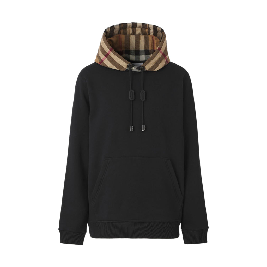 Burberry Check Hood Cotton Blend Hoodie