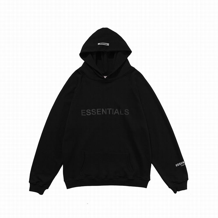 Fear Of God Front Logo Essentıals Hoodie Black