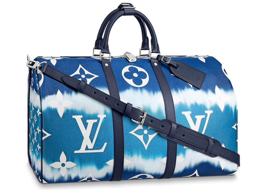 Louis Vuitton Keepall Bandouliere LV Escale 50 Bleu in Coated Canvas/Cowhide Leather with Silver-tone