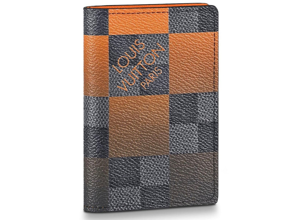 Louis Vuitton Pocket Organizer Damier Graphite Giant (3 Card Slot) Orange in Coated Canvas