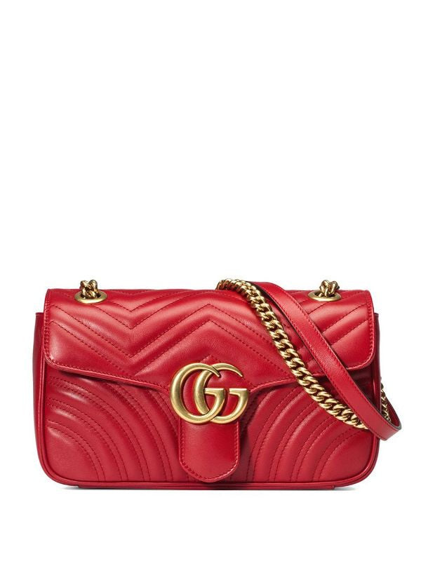Gucci GG Marmont small leather matelassé shoulder bag Red
