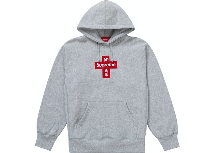 Supreme Cross Box Logo Hooded Sweatshirt Heather Grey