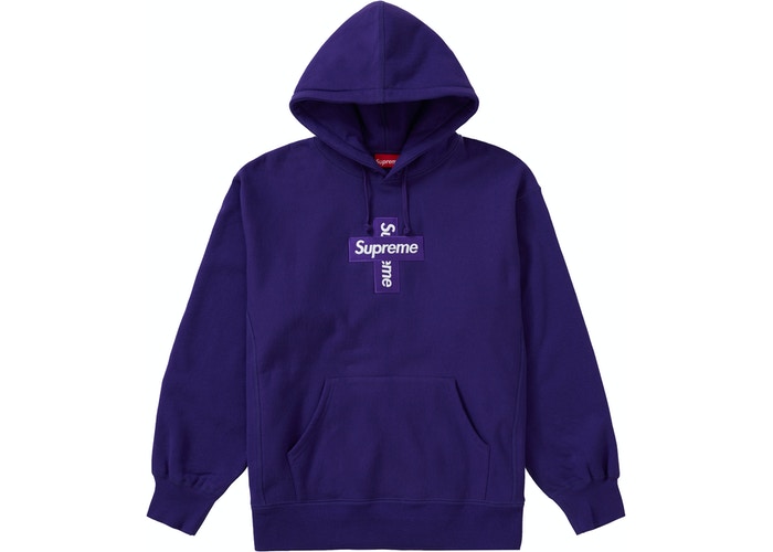 Supreme Cross Box Logo Hooded Sweatshirt Purple