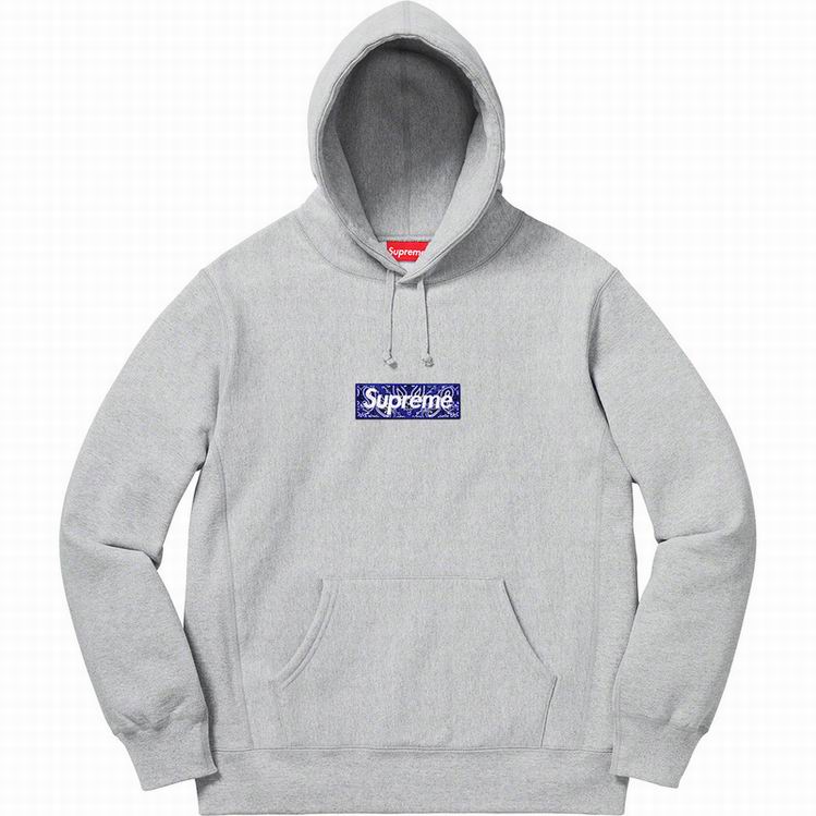 Supreme Bandana Box Logo Hooded Sweatshirt Heather Grey