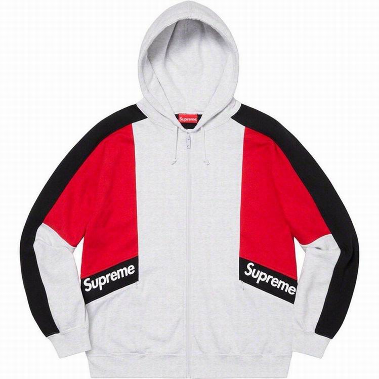Supreme Color Blocked Zip Up Hooded Sweatshirt Ash Grey