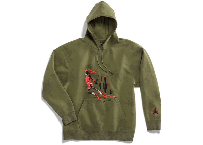 Travis Scott Air Jordan Washed Suede Hoodie Olive