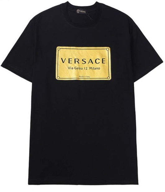 Versace logo-plaque print Tee Black