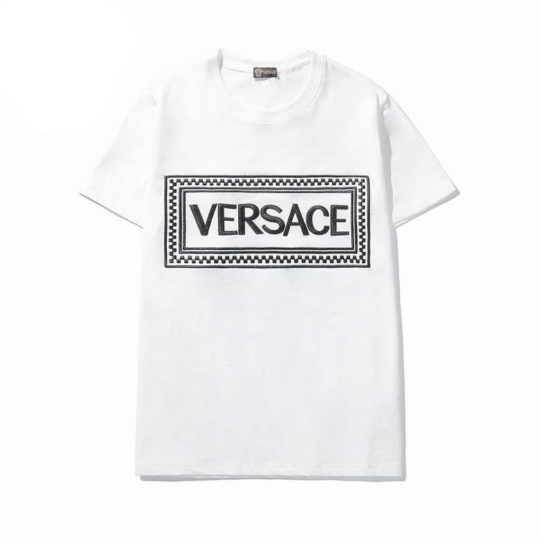 Versace logo check print cotton Tee White