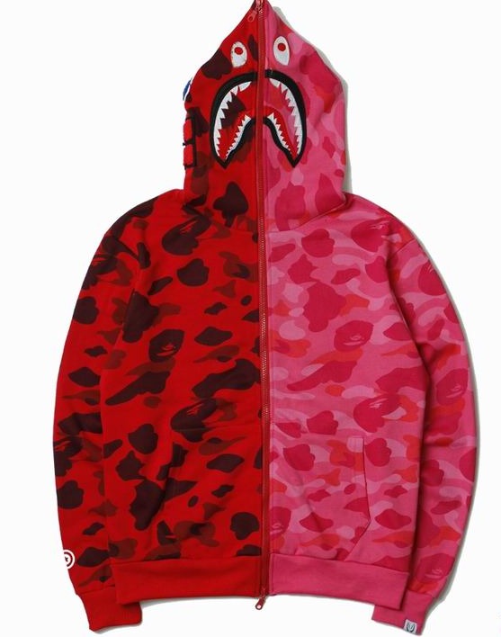 Bape Shark Zipper Hoodie Pink/Red Camo