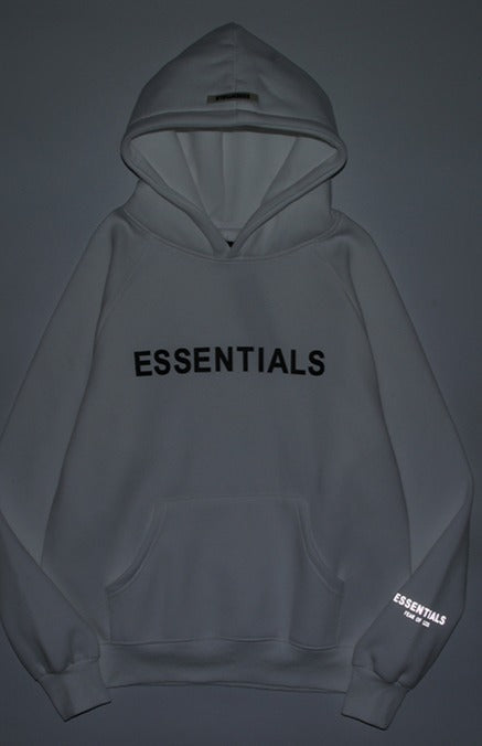 Fear Of God ESSENTIALS Reflective Logo Hoodie White